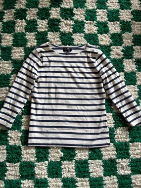 A.P.C. Navy & White Stripe Long-Sleeve Top